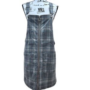 Tinseltown Skirtall Jumper Dress Large Juniors Plaid Zip Up MYD018740C Overalls